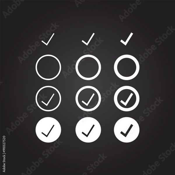 Fototapeta Checkmark icon. Checkmark vector set. Checked check box sign. Approved symbol. Isolated check mark icon