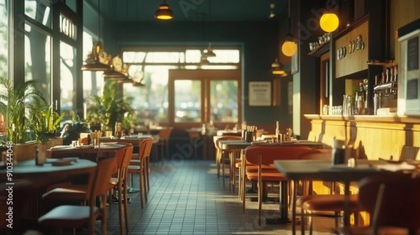 Fototapeta high-resolution, ultra-realistic, 4K, cinematic image of a restorant