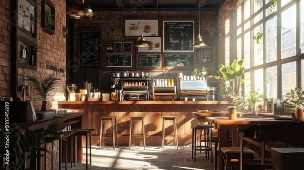 Obraz high-resolution, ultra-realistic, 4K, cinematic image of a coffeshop