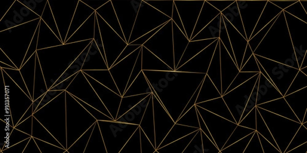 Fototapeta Abstract beautiful perfect random golden lines background. abstract gray lines with black background creative geometric triangle shape. perfect random abstract line background. Vector illustration