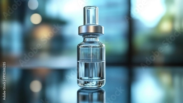 Obraz A detailed 3D rendering of an ampoule, showcasing its design and transparency.