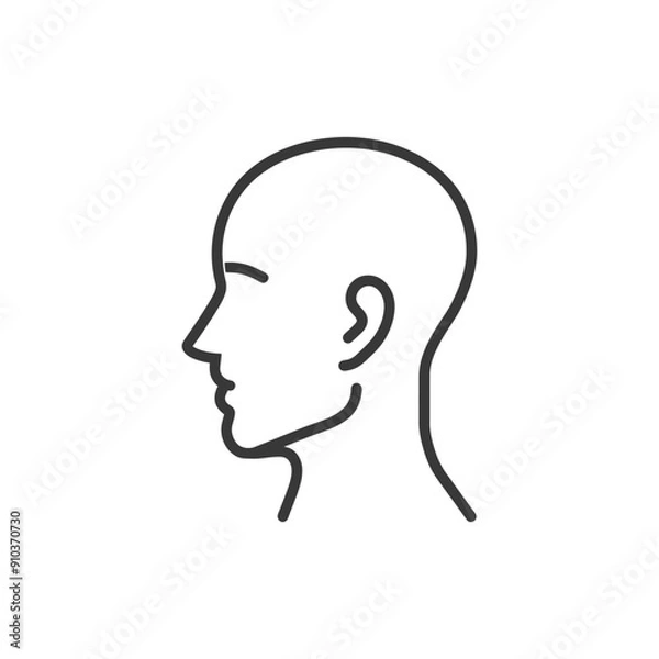 Fototapeta Line art drawing of a bald persons head in profile