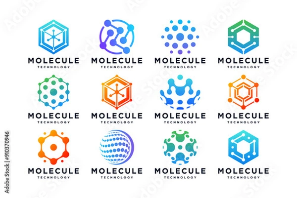 Obraz Set of nanotechnology logo design