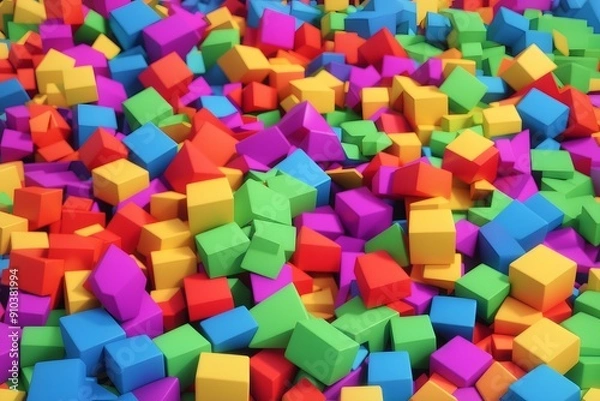 Fototapeta Colored foam rubber cubes background
