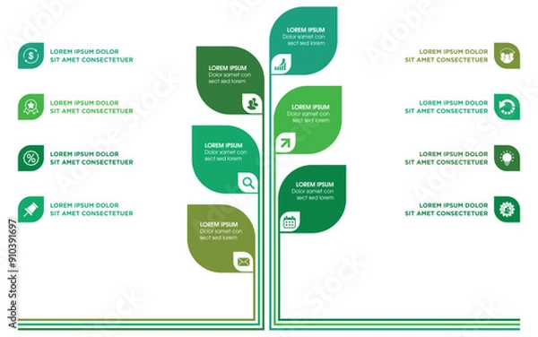 Fototapeta Tree Infographic Chart with Icons and Placeholder Text
