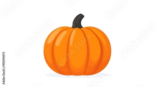 Fototapeta A single orange pumpkin sits on a clean white surface