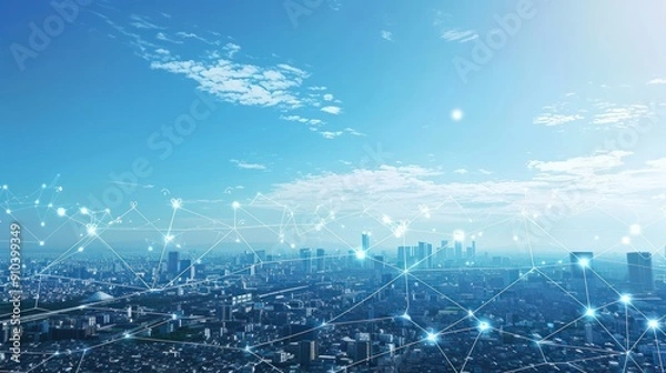 Obraz Modern Cityscape with Network Connections