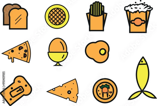 Obraz Food vector flat silhouette collection