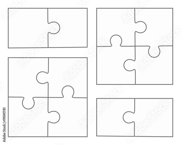 Fototapeta Jigsaw puzzle blank vector, four pieces, two elements