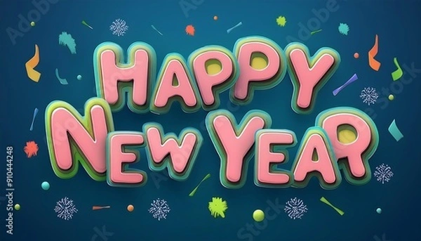 Fototapeta Happy New Year 2025: Festive Greeting for the Upcoming Year, Celebrating New Beginnings and Joyful Resolutions with a Cheerful and Bright Design