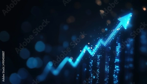 Obraz blue graph going up