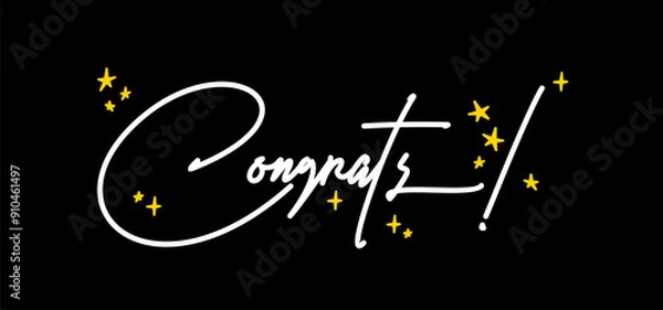 Obraz Congrats banner in hand drawn style calligraphy. Congratulations card handwriting design