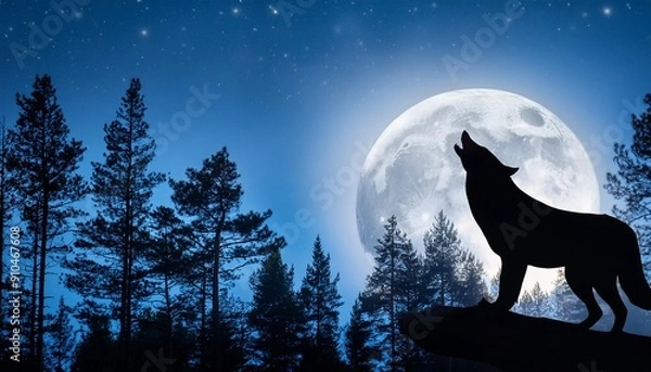 Obraz wolf howling at the moon