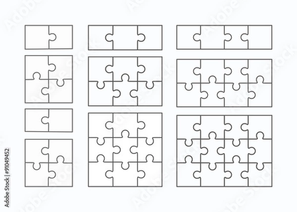 Fototapeta Jigsaw puzzle vector flat blank templates set