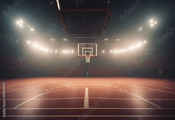 Obraz professional empty court basketball background floodlit hoop ball stadium sport arena field backboard net gym activity competition