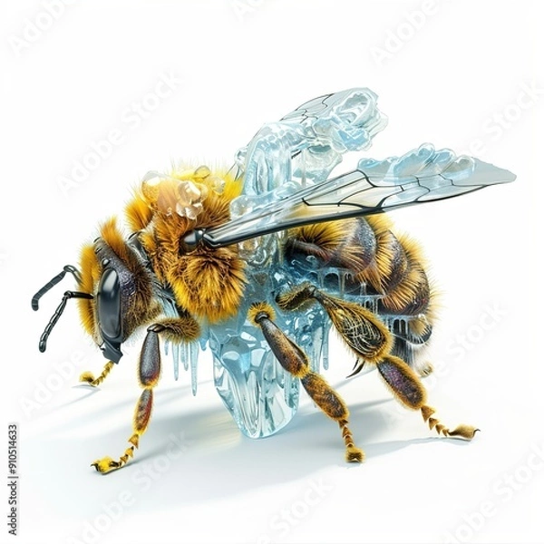 Fototapeta Bee Ice element animal cartoon isolated whitebackground 16:9