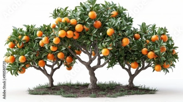 Fototapeta tangerine tree on the white background