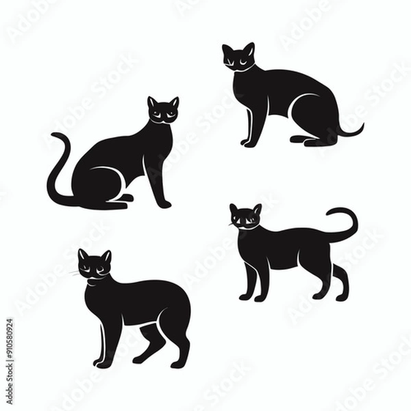 Obraz Cat silhouette set animals vector template illustration