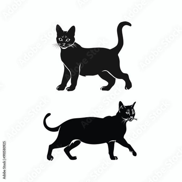 Obraz Cat silhouette set animals vector template illustration