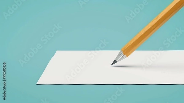 Fototapeta Minimalist pencil and paper, basic 2D vector illustration with a focus on clean, uncomplicated design and simplicity