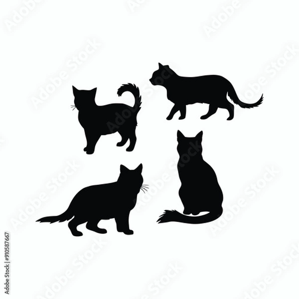 Obraz Cat silhouette set animals vector template illustration
