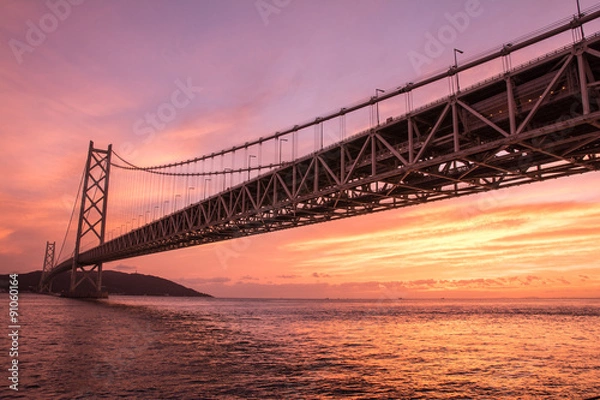 Obraz 明石海峡大橋の夕景