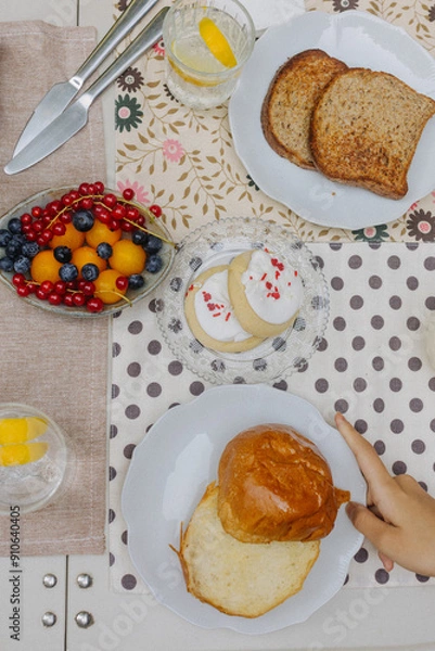 Obraz almond milk or milk for breakfast