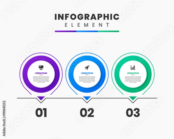 Obraz Vector Graphic Infographic Element Design Icon Templates with 3 Options or Steps. Can be used for Process Diagram, Presentations, Workflow Layout, Banner, Flow Chart, Infographic.