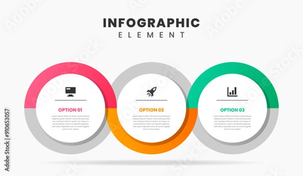 Fototapeta Vector Graphic of Infographic Element Design Templates with Icons and 3 Options or Steps. Suitable for Process Diagram, Presentations, Workflow Layout, Banner, Flow Chart, Infographic.