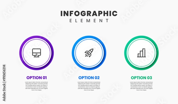 Fototapeta Vector Graphic of Infographic Element Design Templates with Icons and 3 Options or Steps. Suitable for Process Diagram, Presentations, Workflow Layout, Banner, Flow Chart, Infographic.
