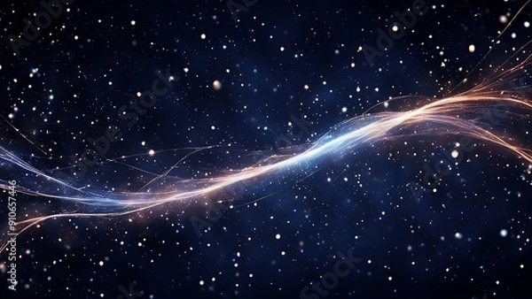 Fototapeta Stardust: Flowing trails of stardust and cosmic particles in deep space, with sparkling lights and a sense of endless movement and wonder.
