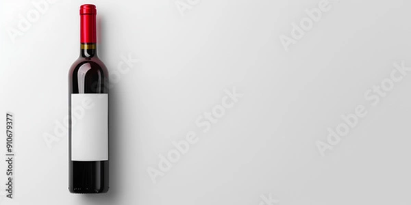 Fototapeta Red Wine Bottle with Blank Label on Minimalist Grey Background
