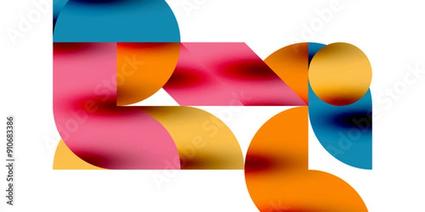 Fototapeta Shadow effect shiny circles and round triangles geometric modern art. Vector Illustration For Wallpaper, Banner, Background, Card, Book Illustration, landing page