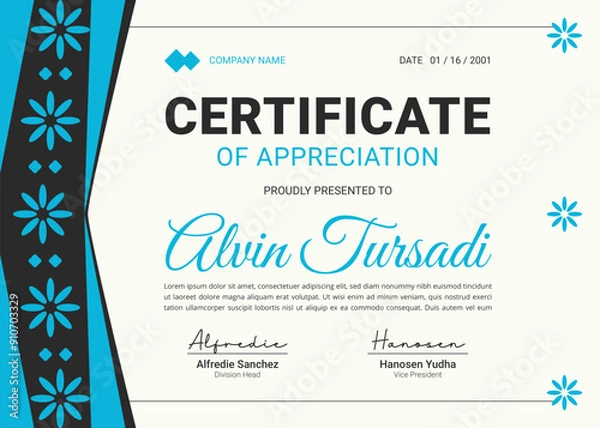 Fototapeta Certificate of Appreciation Template Design