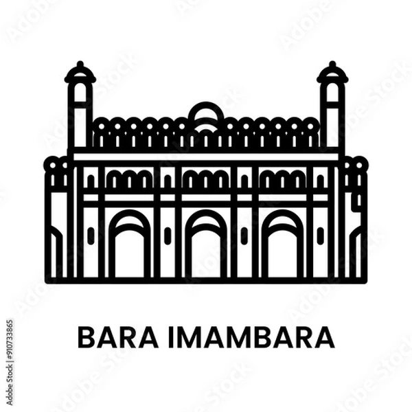 Obraz Bara Imambara, Lucknow, Uttar Pradesh, India. Minimalist line art icon, a historical landmark for web, mobile apps and UI.