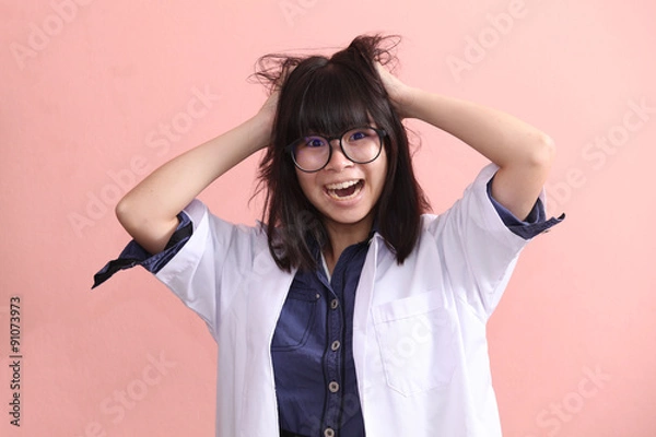 Obraz Asian scientist gets mad