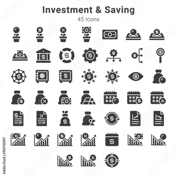 Fototapeta 45 icons collection about investment and saving