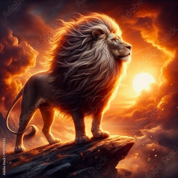 Obraz lion in the sunset