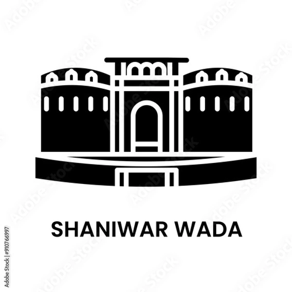 Obraz Shaniwar Wada, Pune, Maharastra, India. minimalist black fill icon, a historical landmark for web, mobile apps and UI.