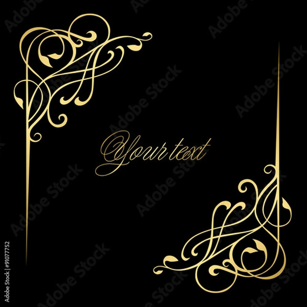 Fototapeta Elegant gold corner vignette in the old style.