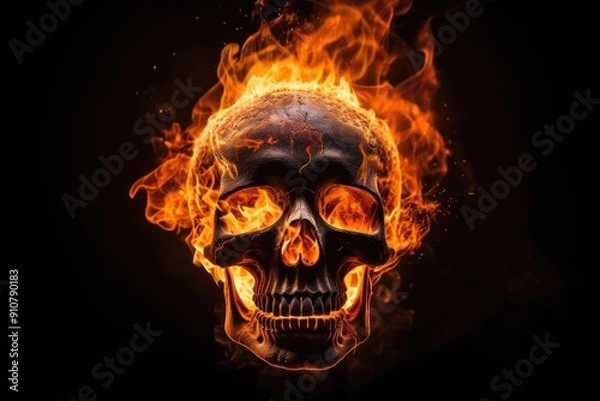 Obraz Skull fire bonfire flame.
