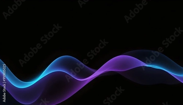 Fototapeta Glowing Purple and Blue Abstract Shape Banner - Dark Noise Texture