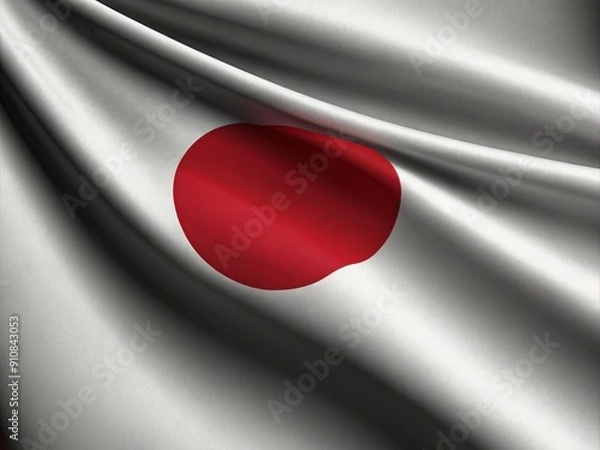 Fototapeta Waving Japanese flag with detailed texture