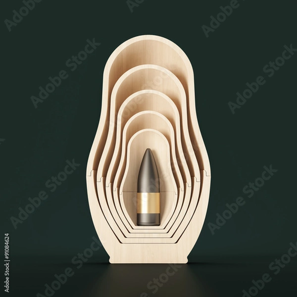Obraz Visualization of nesting doll with bullet inside
