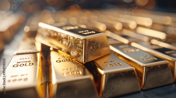 Obraz Gold bars with diagram. Generative AI.