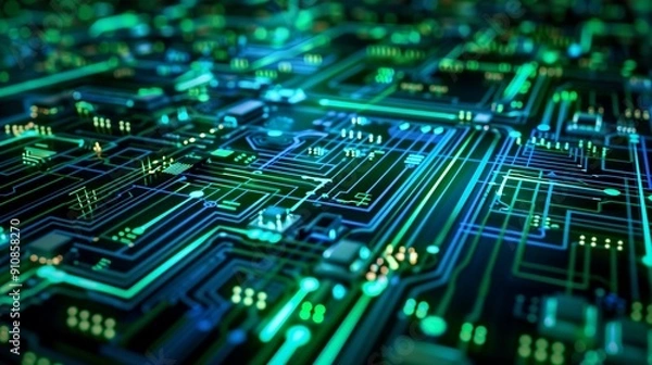 Fototapeta blue technology, transformationchiptechnology, 5G networktechnology, Rebotectechnology,