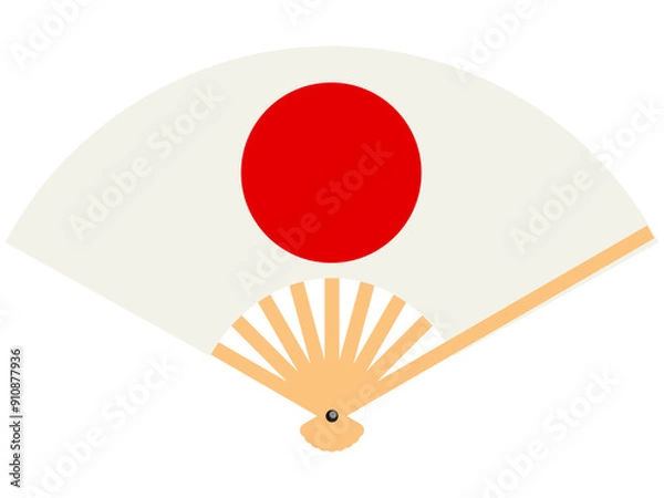 Obraz 日本　国旗　日の丸扇子　ベクターイラスト