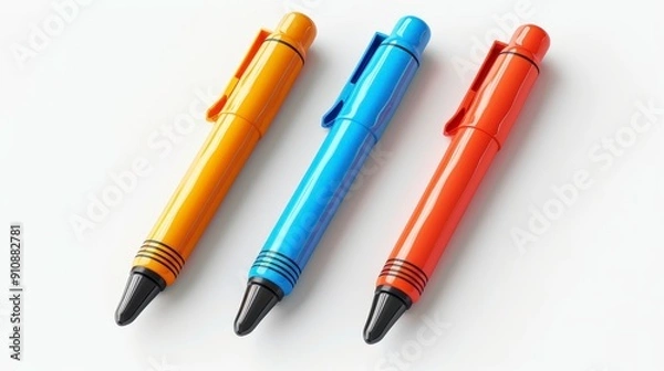 Fototapeta Whiteboard markers, 3D illustration, realistic, isolated on white background