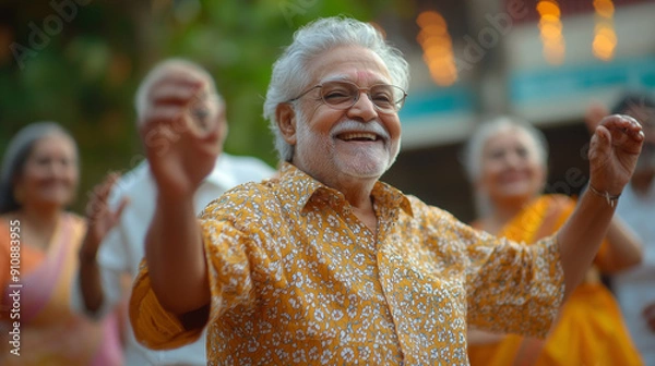 Obraz Happy indian elderly dancing