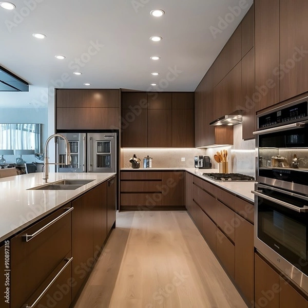 Fototapeta modern kitchen interior with kitchen